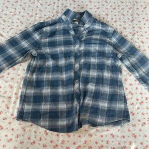 WEATHERPROOF Blue and White Plaid Button-Up Shirt
